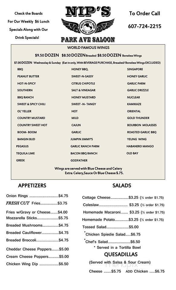 Nip’s Park Avenue Saloon menu 6